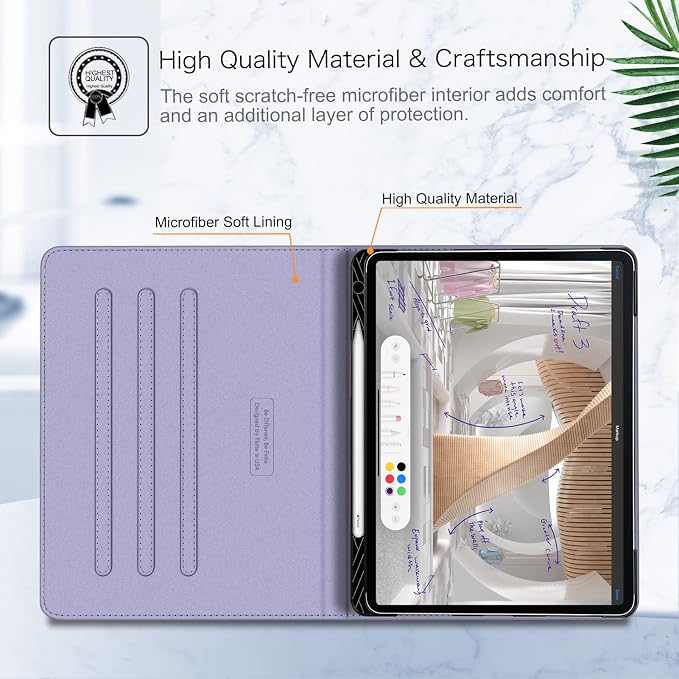 Fintie Multi-Angle Folio Case for iPad Pro 12.9 6th/5th/4th/3rd Generation | Multiple Viewing Angles Pencil Holder &amp Storage Pocket Drop Protection Pencil Charging Auto Sleep/Wake Blooming Hi