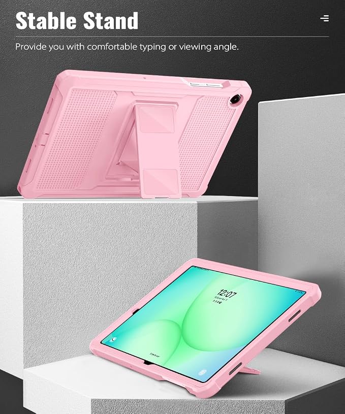 MoKo Shockproof Case Fit Samsung Galaxy Tab A11+ Plus/ A9+ 11 Inch | Full Body Rugged Stand Back Cover with Built-in Screen Protector for Galaxy Tab A11+/ A9+ Tablet Light Gray