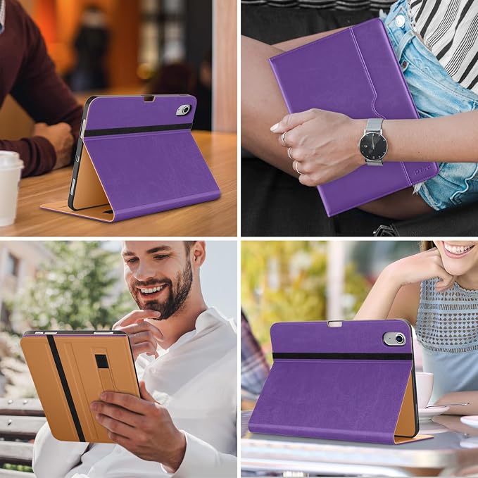 DTTO for iPad Air 11-inch Case M4/M3/M2 (2026/2025/2024) iPad Air 5th / 4th Generation (2022/2020) Premium Leather Business Folio Stand Cover with Pencil Holder - Auto Sleep/Wake Brown