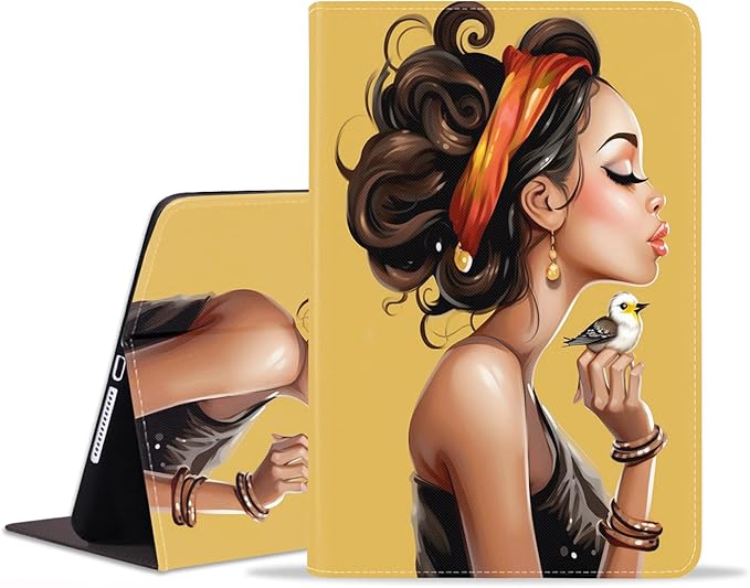Case for iPad (A16) 11th Generation 11 Inch 2025 iPad 10th Generation 10.9 Inch 2022 Protective Leather Case Adjustable Stand Auto Wake/Sleep Smart Case - African American Girl
