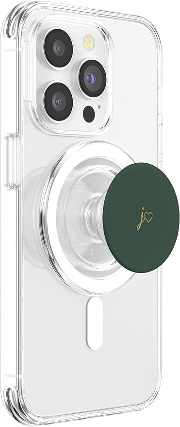 Yellow Initial Letter J Heart Minimalist Forrest Green PopSockets Adhesive PopGrip
