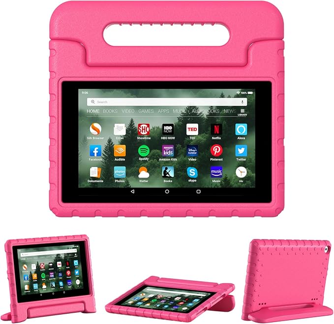 Kids Case for Kindle Fire HD 8 Tablet Case (8th/7th/6th) Shockproof Blue | 2018/2017/2016 Release Lightweight EVA Handle Stand Full Protection For Kids Daily Use