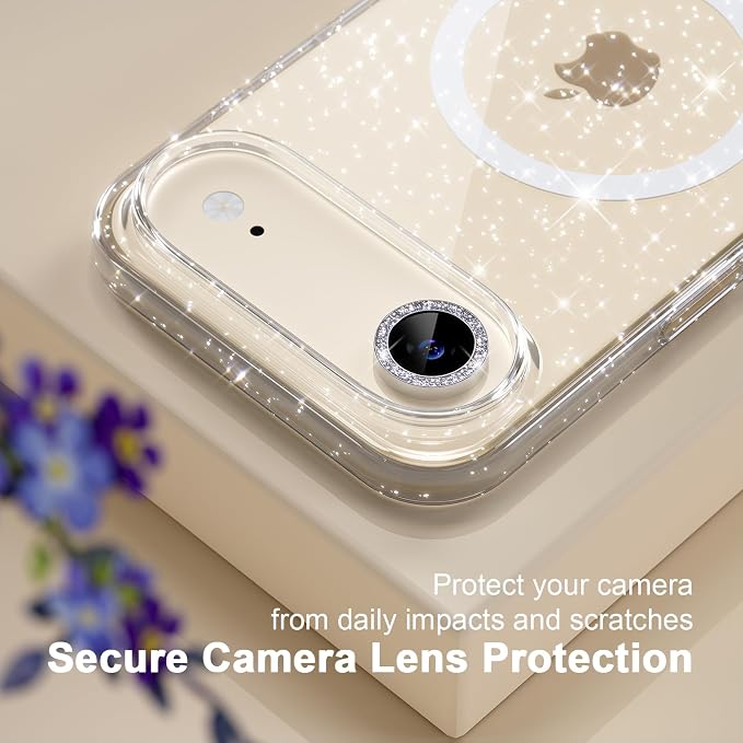 Choiche for iPhone 15 Pro Max Case Compatible with MagSafe Glitter Black | Women Girly Cute Glitter Sparkly Magnetic Phone Case with Diamond Camera Lens Protectors Military-Grade Drop Protection 6.7