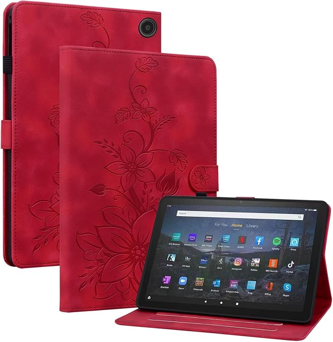 Case for All-New Amazon Fire HD 10 and 10 Plus Tablet (13th/11th Generation 2023/2021 Release) Magnetic Clasp Stand Leather Case with Pen Holder Blue