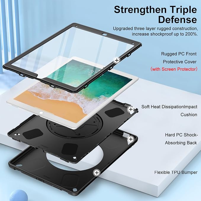 Miesherk Case for iPad Pro 12.9 2nd Gen 2017 &amp 2015 1st Gen Black