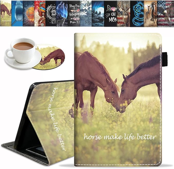 Case for Amazon Fire HD 10 Tablet 10.1 inch (9th/7th Generation 2019/2017 Release) - Slim Lightweight PU Leather Stand Cover with Auto Wake/Sleep Celestial Theme Sun with Crescent Moon