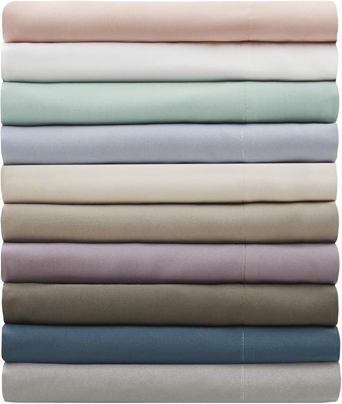 Madison Park 3M Microcell Bed Sheet Set Color Fast, Wrinkle and Stain Resistant, Soft Sheets with 16" Deep Pocket All Season, Cozy Bedding-Set, Matching Pillow Case, Cal King, Seafoam, 4 Piece