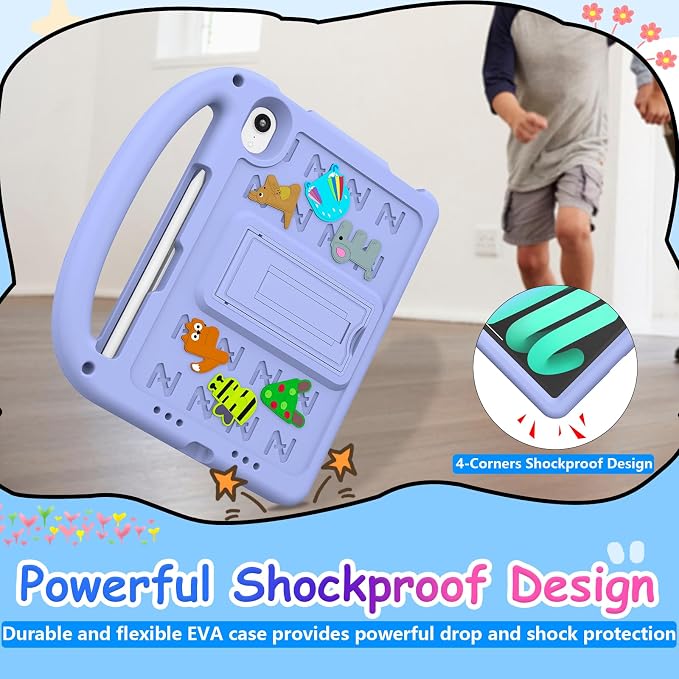 Kids Case for iPad mini 7(A17 Pro) 2024/iPad Mini 6 2021 8.3 Inch with Built-in Pencil Holder/Anti-Slip Handle/Foldable Stand Shockproof Protective iPad mini 7th/6th Generation Case 8.3 Inch