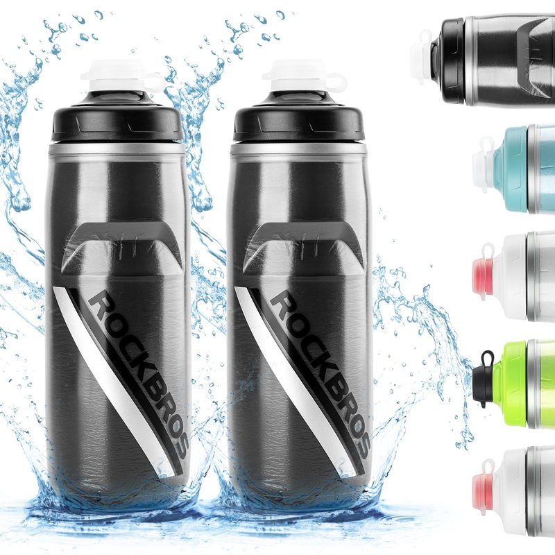 ROCKBROS Bike Water Bottle 21oz Bicycle Water Bottle for 5hrs Insulation Sports Squeeze Water Bottle with Leakproof Design