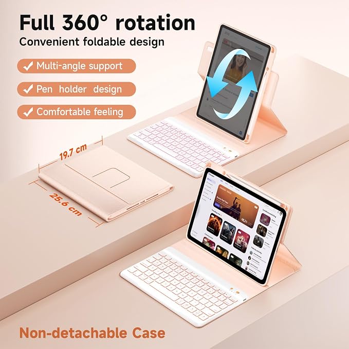 BLUTLOTUS Keyboard case for iPad 9th/8th/7th Generation 10.2 Inch - Backlit Wireless Detachable Folio Keyboard Cover with Pencil Holder for iPad 9th/8th/7th Gen Air 3rd Generation 10.5 Inch