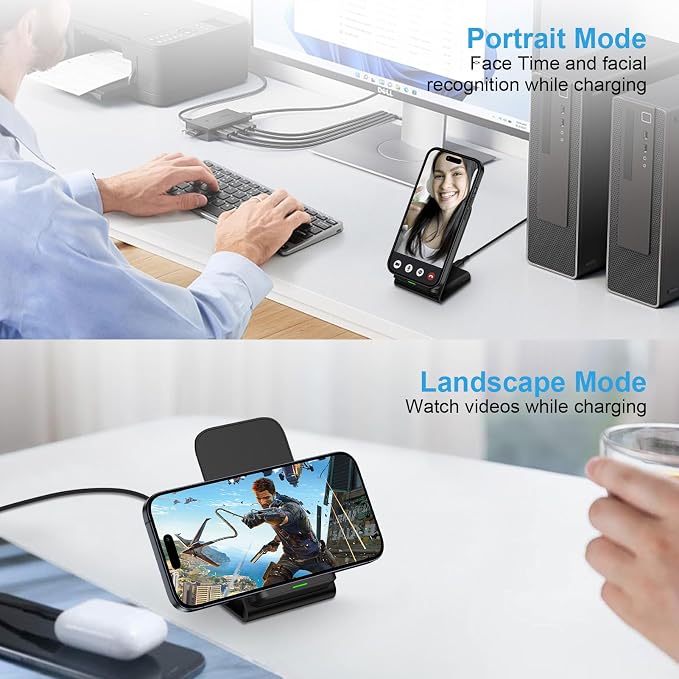 Wireless Charger for Samsung Galaxy S26 Ultra15W Fast Wireless Charging Station Android Phone Charger Stand for Samsung Galaxy S26 Ultra S26 Plus S26 S25 S24 S23 S22 S21 S20 S10iPhoneGoogle