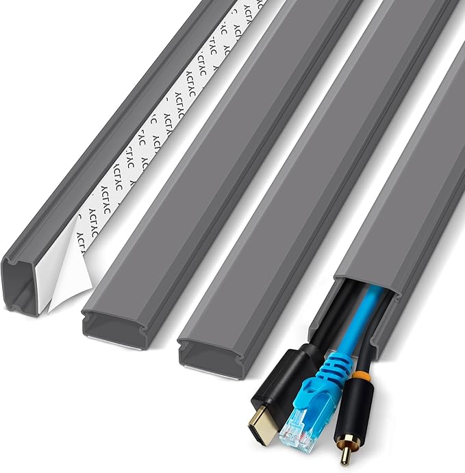 YCLYC Cable Cover, 62.8in Paintable Cord Cover Kit, Hide Cords for TV, Cord Concealer Cable Channel 4xL15.7in W0.98in H0.5in