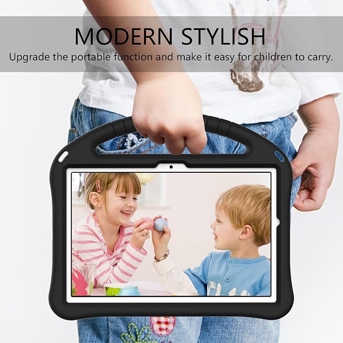Galaxy Tab A9+ Case Kids Friendly EVA Rubber Stand Handle Grip Shockproof Protective Lightweight Cute Case Cover for Galaxy Tab A9 Plus 11 SM-X210 X215 X217 - Black
