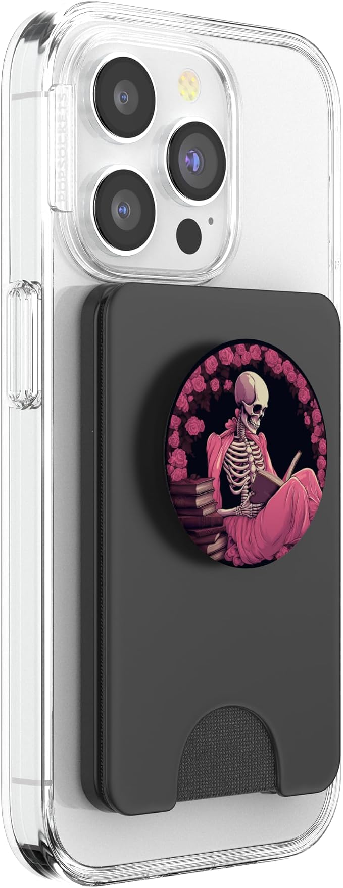 Book Lover Gothic Bookworm Reading Skull Bones Librarian PopSockets Adhesive PopGrip