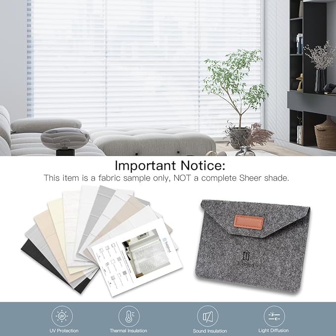 Tokblind Motorized Sheer Shade with Remote Control, Electric Roller Blinds Compatible with Alexa via Hub, Rechargeable Smart Window Shade (Multicolor Sheer Fabric Samples)