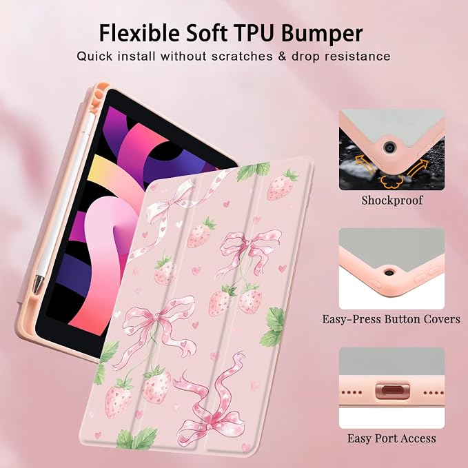 Joyland Brown Leopard Floral for iPad 6th/5th Generation 9.7 Inch 2018/2017Air 2/Air 1 CaseBuilt-in Pencil Holder with Shockproof Cover Transparent Back Shell Auto Wake/SleepBlack