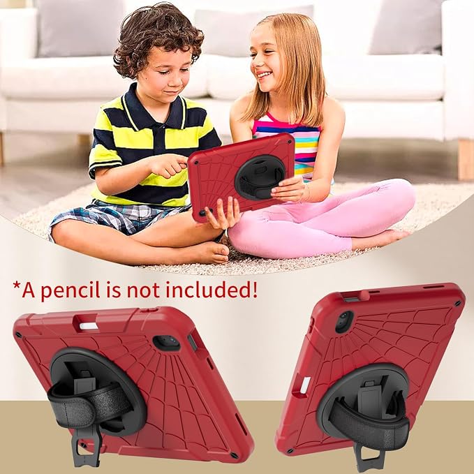 for iPad (A16) 11th/10th Generation Case 2025/2022 (11″/10.9″) Sturdy Heavy Duty Full-Body Shockproof Protective Case Rotating Stand Hand/Shoulder Strap (Black)