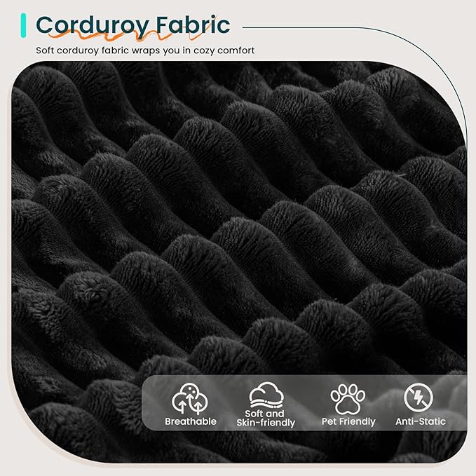 156" U Shaped Cloud Couch Sectional Couch with Deep Seat, 7 Seater Corduroy Modular Couches, Boneless Sofa with Removable Ottoman, Sectional Couches for Living Room, No Assembly Required, Black