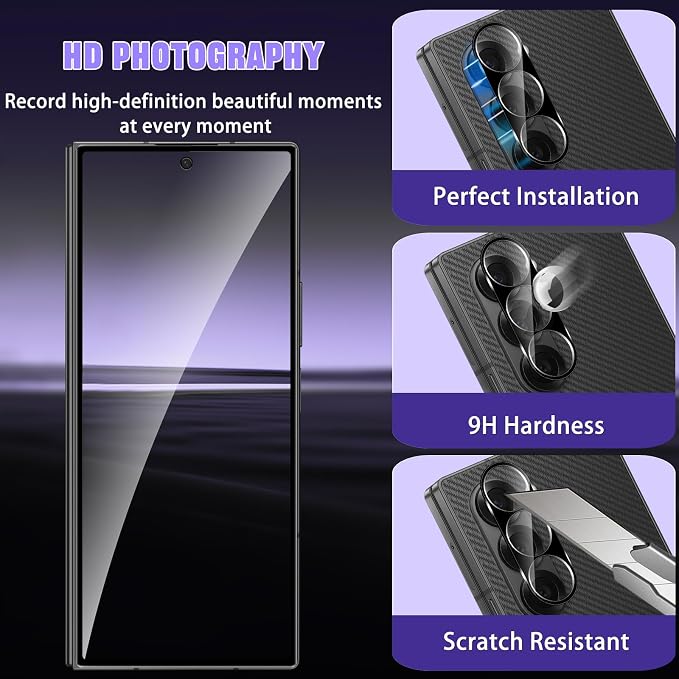 For Samsung Galaxy A07 Privacy Screen Protector (2+2 Pack) | [2+2 Pack] 9H Hardness Anti-Spy Tempered Glass +Camera Lens Protector Anti-Fingerprint Anti-Scratch for Galaxy A07