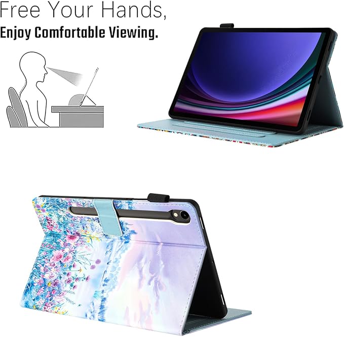 Case for Samsung Galaxy Tab S10 Lite/ S10 FE/ S9 FE 10.9 InchX400/X520/X510 Auto Wake/Sleep Premium PU Leather Folding Stand Cover with Pen Holder &amp Multiple Viewing Angles - Beach