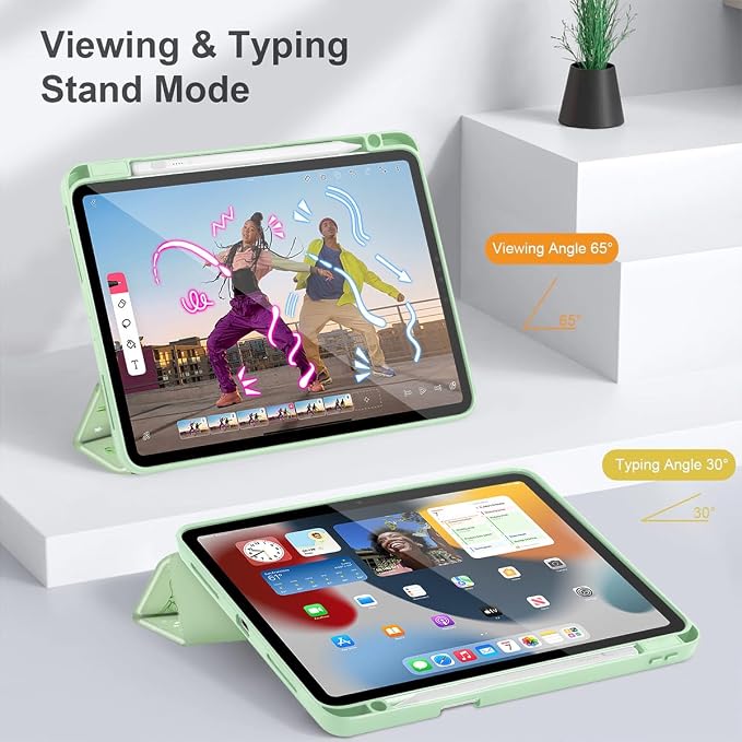 Tuiklol for iPad Pro 11 Inch 4th / 3rd / 2nd / 1st Gen (2022 2021 2020 2018) Case -Built-in Pencil Holder Shockproof Cover Clear Transparent Back Shell with Auto Wake/Sleep Black Flower