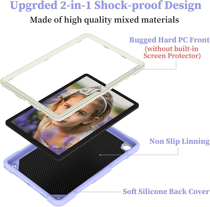 Cover for Samsung Galaxy Tab A11+ Plus/A9+ Plus Case with Screen Protector Galaxy Tab A11+/A9+ 11 inch 2025/2023 Released with Butterfly Stand Shoulder Strap Shockproof case for Kids Girl Colorful