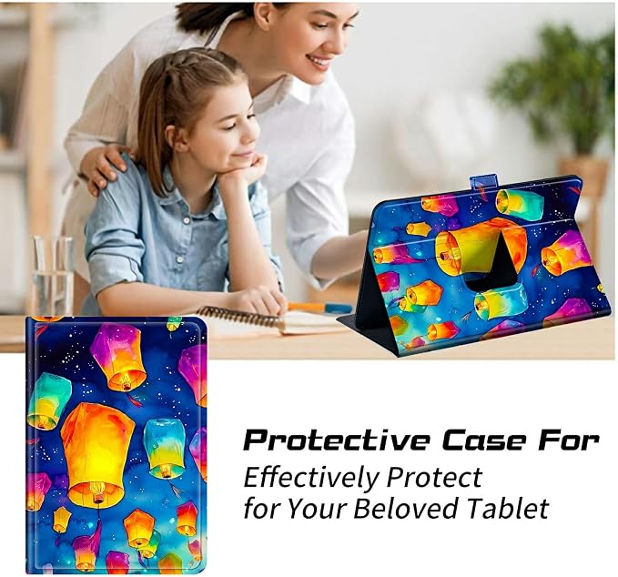 for Walmart Onn 10.1 2024 Onn 10.1 Gen 4 Universal Tablet Case 360 Degree Rotating Kickstand Protective Stand Case with Multiple Viewing PU Leather Shell Case Black Book Cat
