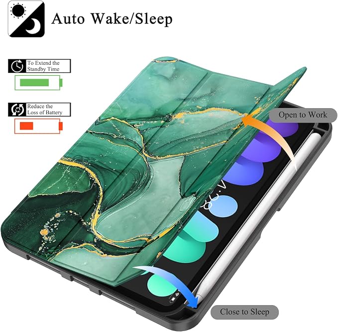 Soke Case for iPad mini (A17 Pro) 7th/ 6th Generation (Book Wine) | Built-in Apple Pencil Slot fit iPad Mini 2024 and 2021 8.3 inch Auto Sleep/Wake