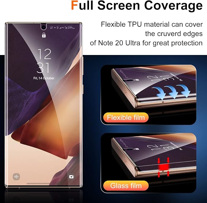 UniqueMe [2+2 Pack Compatible with Samsung Galaxy Note 20 Ultra 6.9 inch Soft TPU Screen Protector 【Not Glass】 and Camera Lens ProtectorHD Clarity [Case Friendly][Bubble Free] [Anti-slip tool]