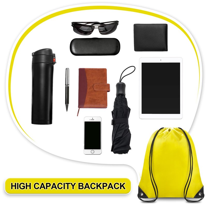 Grneric Drawstring Bags 28 PCS Drawstring Backpack Bulk String Backpack Cinch Bag Sackpack for Men Women Gym (Yellow)