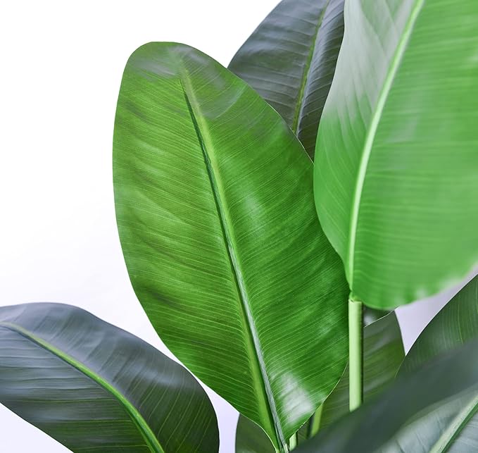 Artificial Bird of Paradise Plant,Faux Palm Tree Potted Plant with Real Touch Leaves,Fake Trees for Home Living Room Office Indoor Outdoor Decor(4FT-1Pack)
