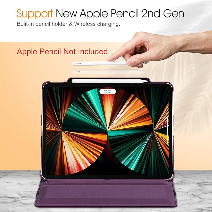 Fintie Rotating Case for iPad Pro 12.9-inch 6th/5th/4th/3rd Generation | 360° Swivel Stand Landscape &amp Portrait Viewing Shockproof Protective Cover Pencil Holder Auto Sleep/Wake Black
