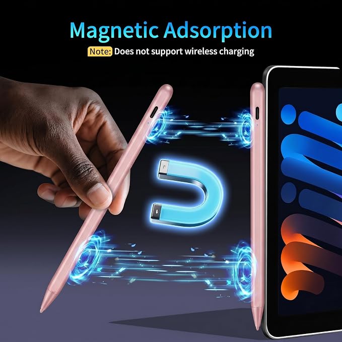 QLAYA iPad 10th/9th Generation Pencil with Palm Rejection Fast Charging | Magnetic Stylus Pen for Apple iPad A16-6th iPad Mini 5-7th iPad Air 5th/4th/M2/M3/M4 iPad Pro 11/12.9/13/M4/M5 White