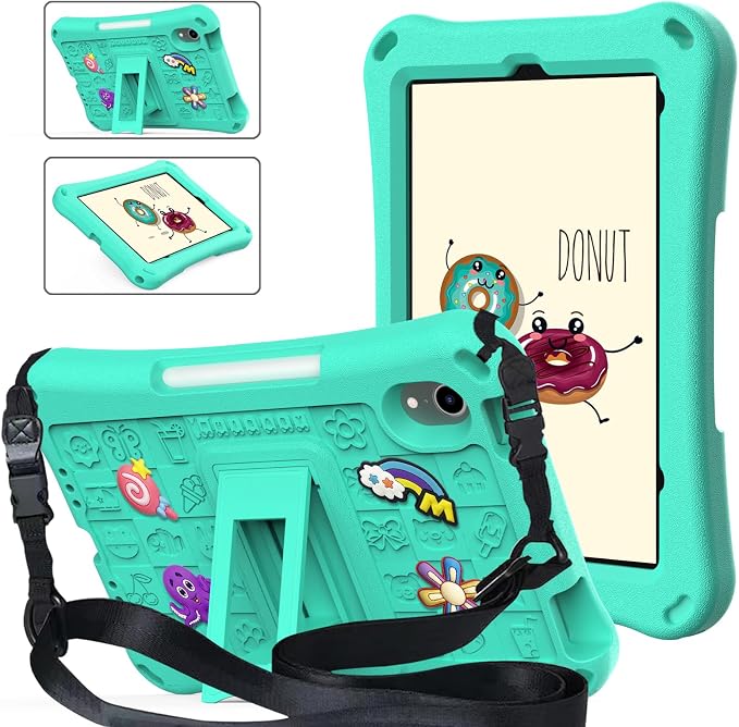 Case for iPad 10.2 Inch 2021/2020/2019/ iPad Pro 10.5 Inch/Air 3rd Gen (2019) Shoulder Strap Kickstand Children Friendly Anti-Scratch Shockproof Case Lightpurple