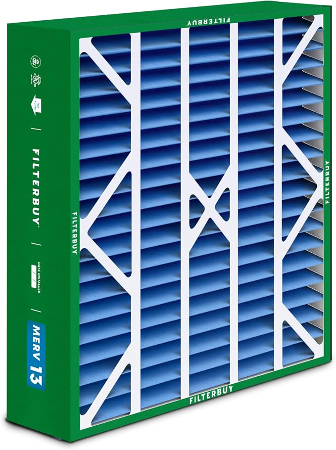 Filterbuy 20x25x6 Air Filter MERV 13 Optimal Smoke & Allergy Defense, Pleated