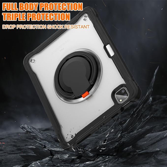 Batianda HaloCarry Case for iPad Pro 11 inch 2025 M5 2024 M4 Lavender Grey | Lightweight Dual-Layer Rugged Case with 360° Rotating Carry Ring Handle Stand and Pencil Holder Reinforced Corner Defen