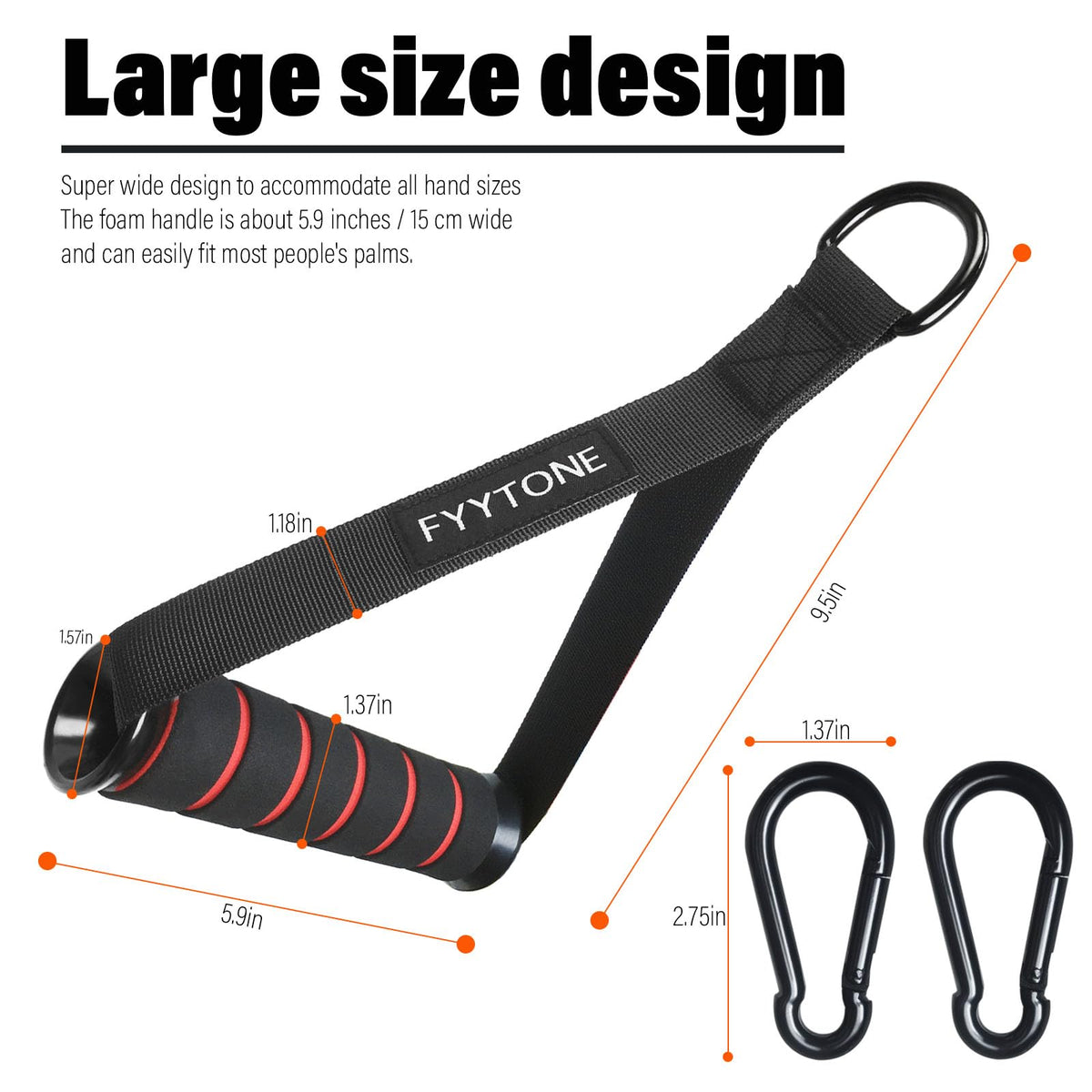 FYYTONE Exercise Handles for Cable Machine, Replacement Handle for Gym Equipment Attachments, Heavy Duty Resistance Bands with 2 Carabiners for Pull Down Workout, Strength Trainer