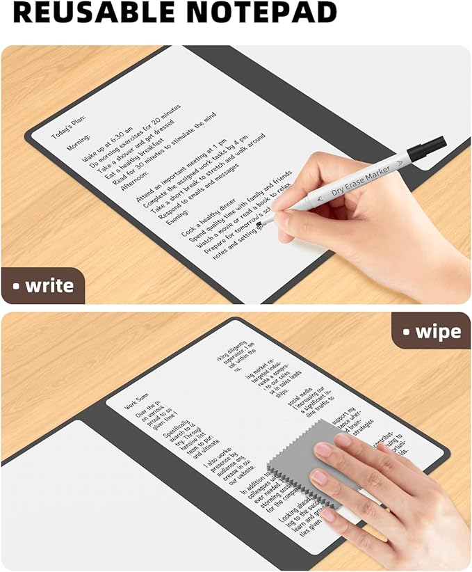 Portable Small White Board Dry Erase Board, Reusable 9.5 * 6.6in Notebook Memo, Office Home Supplies Desk Accessories MH760 (Grey)