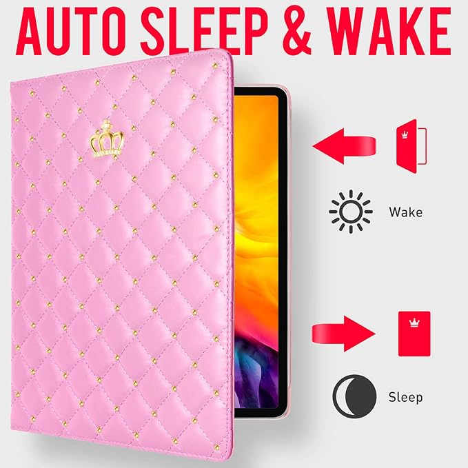 for iPad Pro 11 inch Case 2022(4th Gen)/2021(3rd Gen)/2020(2nd Gen)/2018 (1st Gen)Cute Crown Bling Diamond PU Leather Smart Auto Sleep/Wake Stand Shockproof Cover for iPad Pro 11 Inch Black