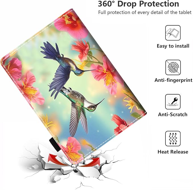 Case for Amazon Kindle Fire HD 10 Tablet 10.1 (9th/7th Generation 2019/2017 Release) - PU Leather Folio Case with Smart Auto Wake/Sleep African American Girl