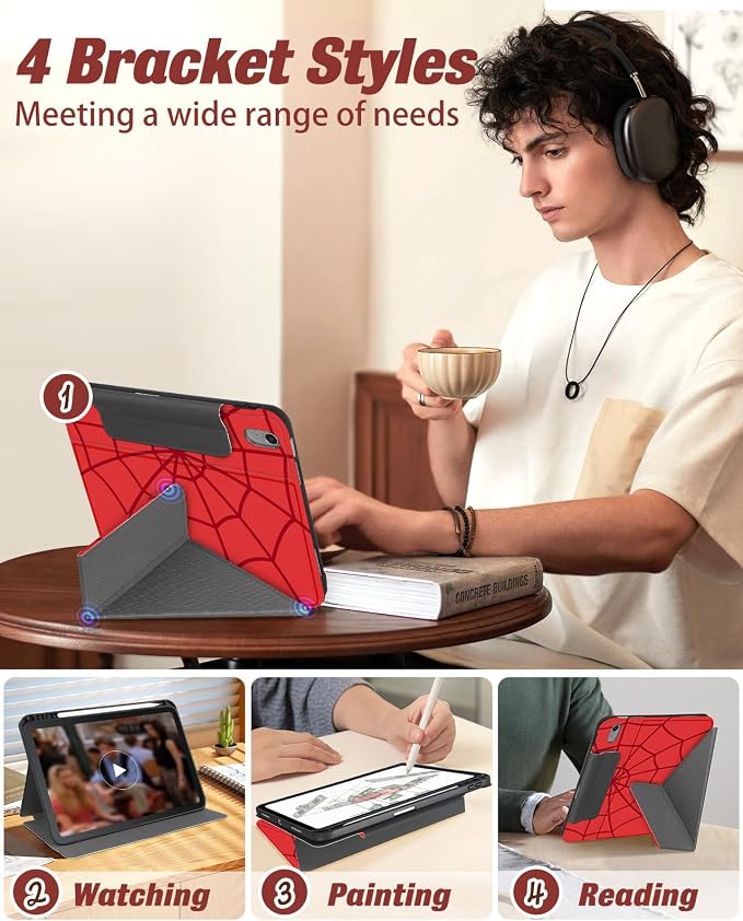 for iPad 9th/8th/7th Generation 10.2 Inch Case with Pen Holder for Boys Girls Women Men Cute Cartoon Anime Cool Funny Protector Stand Tablet Cover for Apple i Pad 7/8/9 Book Cat