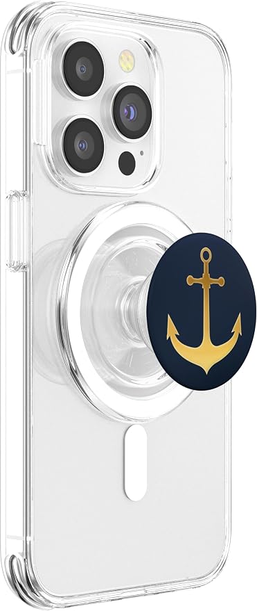 Golden Anchor nautical design On Dark Navy Blue PopSockets Adhesive PopGrip