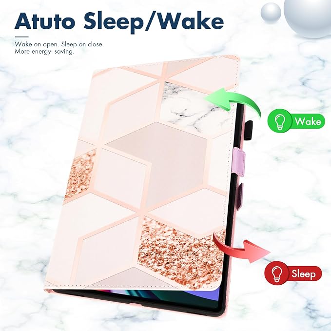 Dteck Wallet Case for Galaxy Tab S10+/S9+/S7 FE/S8+/S7 Plus 12.4 Tablet Premium PU Leather Folding Stand Auto Wake/Sleep Pen Holder Case with Hummingbirds
