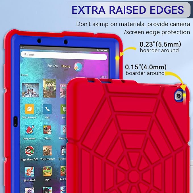 Grifobes (for 13th/11th Generation 2023/2021 Release) Tablet 10/10 Plus Tablet 10 Kids/Kids Pro 3-in-1 Heavy Duty Shockproof Rugged Protective Cover with Stand (Black+Red+Red)