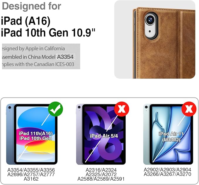Antbox Case for iPad (A16) 11th (11'')/ 10th Generation (10.9'') Black | High Grade Skin-Touch Vegan Leather Built-in Pencil Holder Auto Sleep/Wake Function