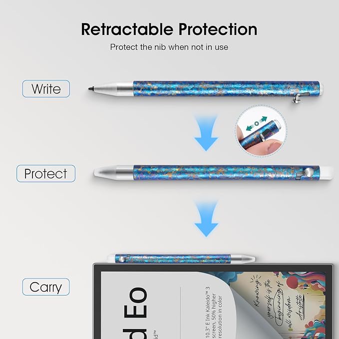 Titanium Magnetic EMR Stylus for E-Ink Devices Retractable Magnetic Digital Pen with Precision Fine Tip Lightweight Writing Pen Compatible with Remarkable 2 Kindle Scribe BOOX SupernoteBlue
