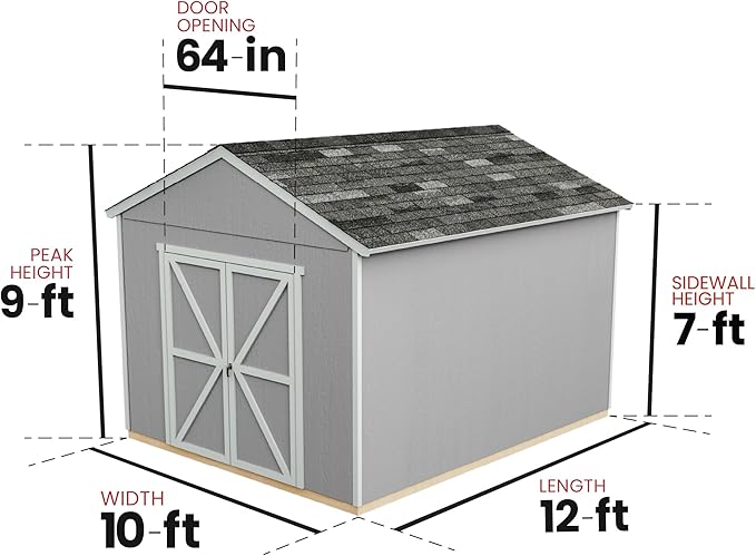 Handy Home Products Rookwood 10x12 Do-It-Yourself Wooden Storage Shed with Floor Kit- Does not Include Paint or Roofing Shingles