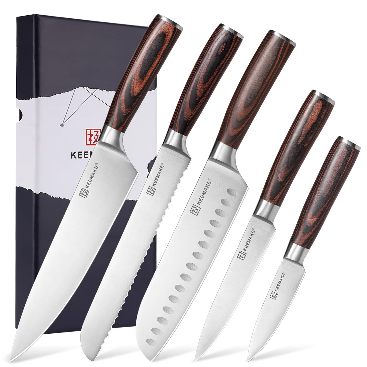 KEEMAKE 3 Pieces Kitchen Knife Set, Professional Ultra Sharp Chef Knife Set