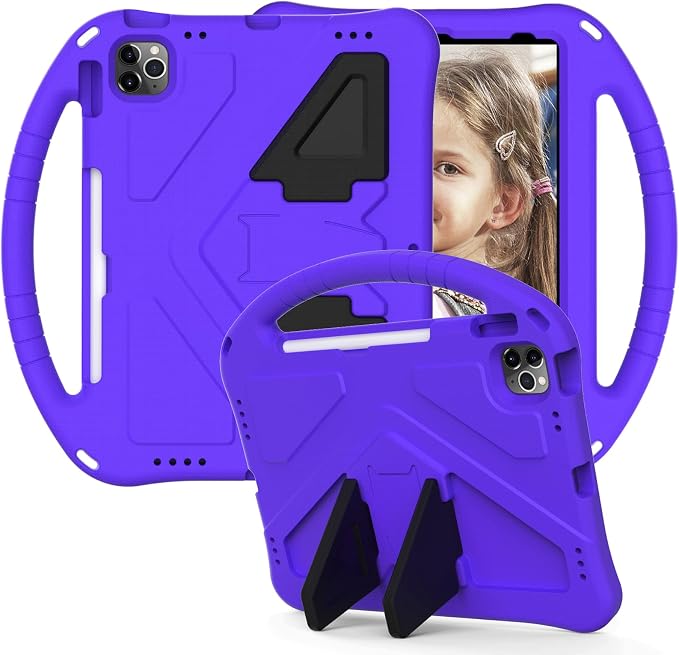 Dteck Kids Case for iPad 10.2 - Shockproof Rugged EVA Handle Stand Child Proof Case for iPad 9/8/7 Generation Black