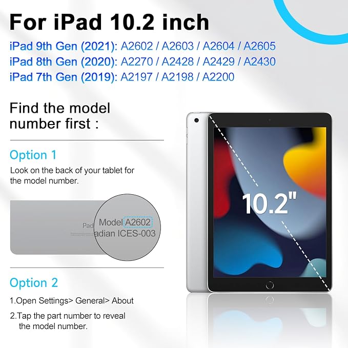 for iPad 9th 8th 7th Gen Case 10.2 inch with Screen Protector | 360° Rotating Kickstand Hand Strap Shoulder Strap Heavy Duty Military Grade - Kids Friendly